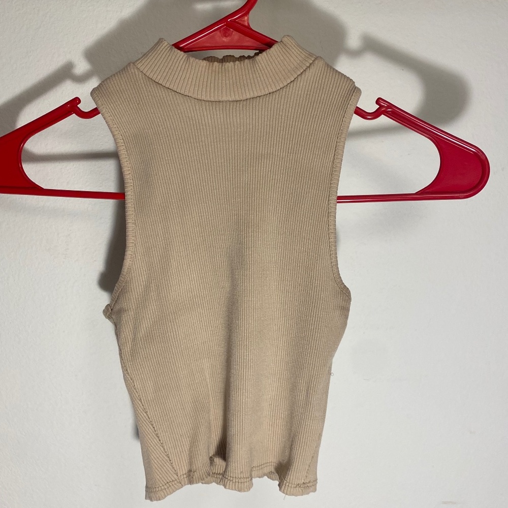 Cropped Mock Neck Tank Top
